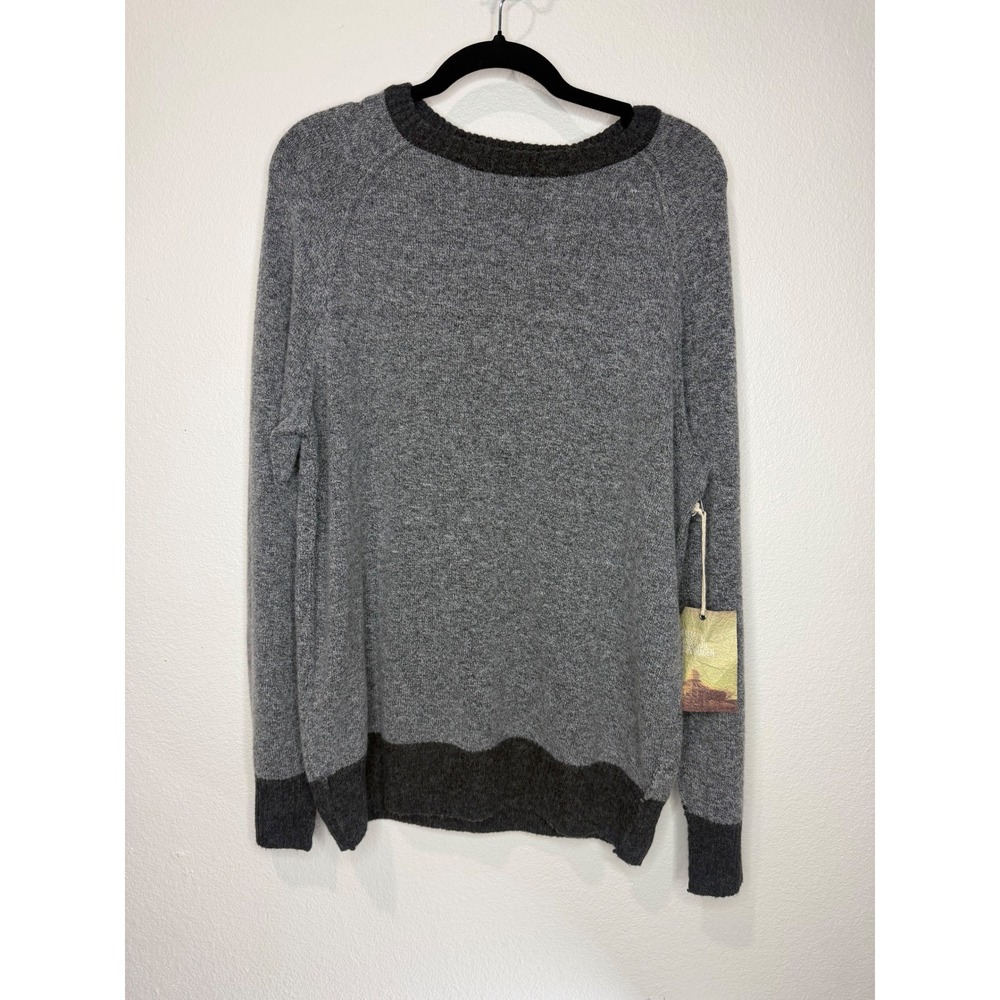 Frederik Anderson Copenhagen Mens Grey Colorblock Raglan Crewneck Sweater‎ Large